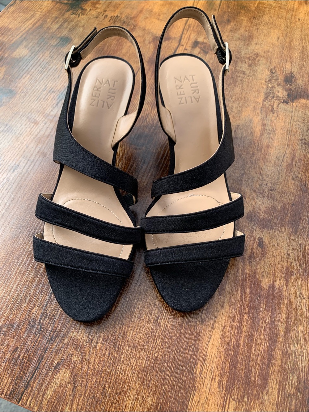 Naturalizer Black Multi-Strap Slingback Sandals